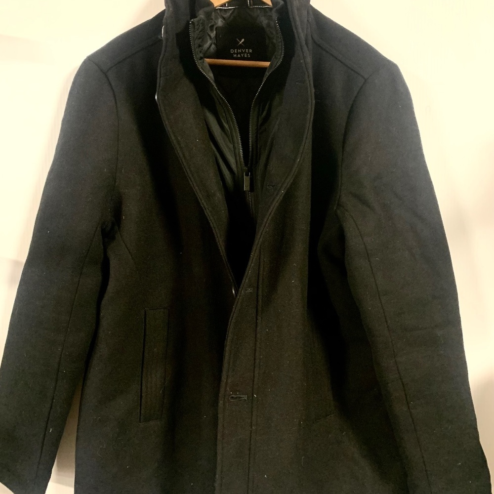 Men’s Button Down Pea-Coat with Quilted, Zippered Liner (KM0020)